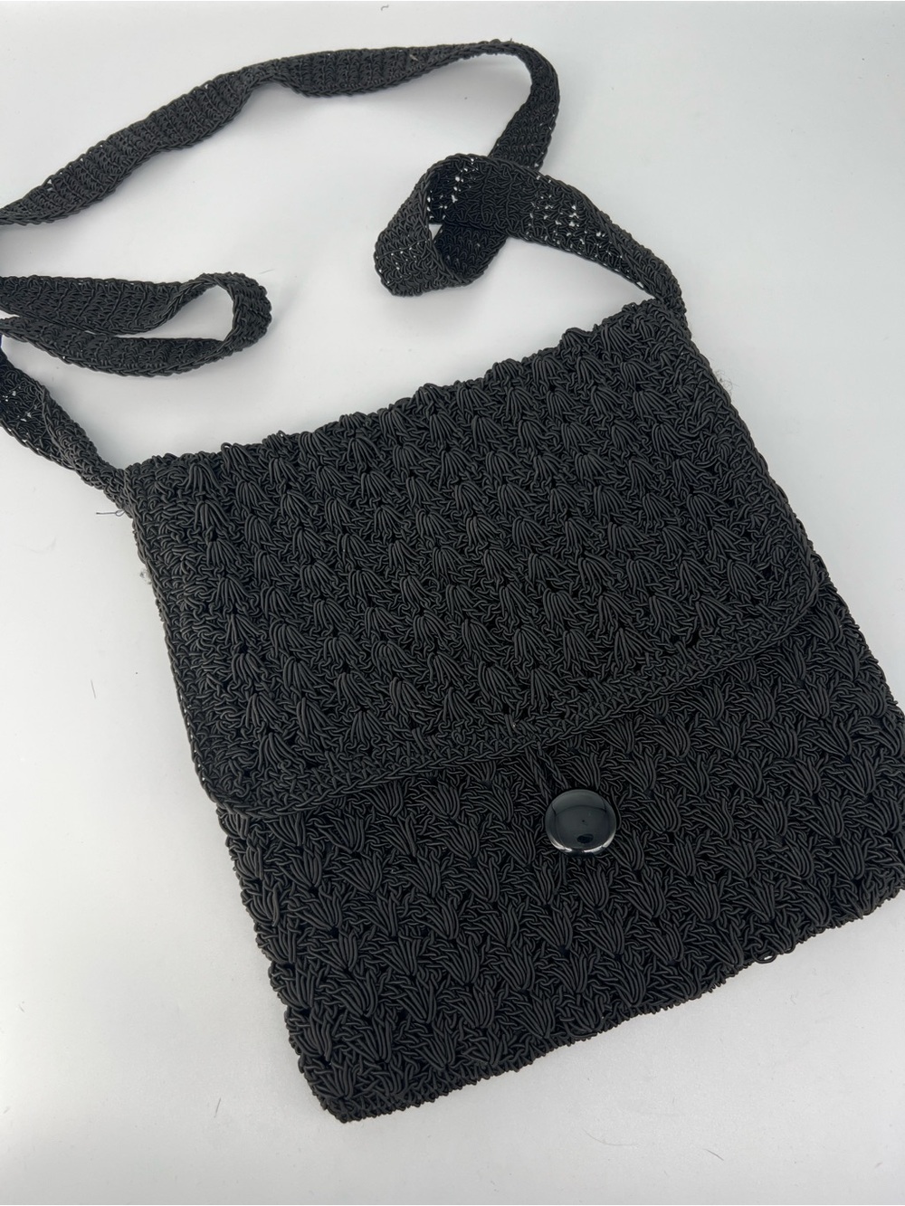 Black Crochet Crossbody Bag - Women's Shoulder Purse
